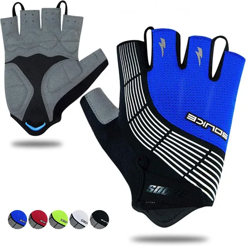 Souke Sports Guantes de ciclismo Guantes acolchados de medio dedo para bicicleta con absorción de golpes, antideslizantes, transpirables, MTB y
