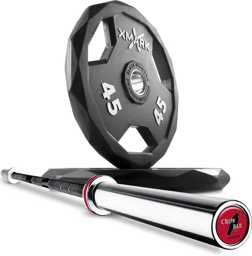 Miniatura 6 de XMark CROWBAR - Barra olímpica de levantamiento de pesas, barra olímpica de 7 pies, discos de peso de diamante negro y barras de pesas disponibles
