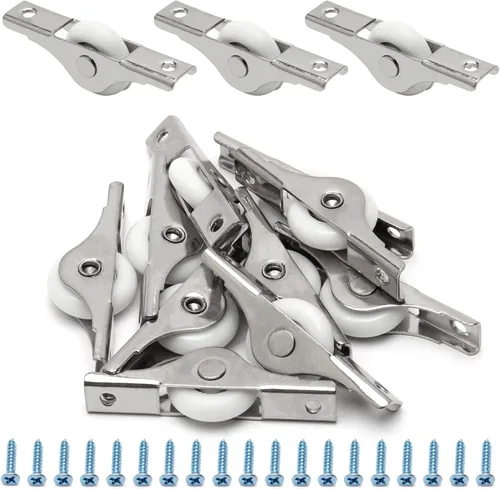 Miniatura 5 de 2 poleas de ventana de puerta corredera de 0.906 in/0.91 pulgadas de diámetro de rueda de nailon galvanoplastia de una sola rueda de acero