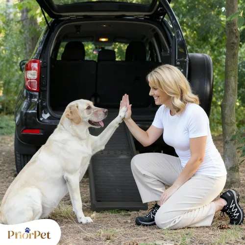 Miniatura 12 de Rampa para perros para automóvil, rampas antideslizantes para perros grandes, rampa estable para perros de 190 libras de capacidad, rampa plegable