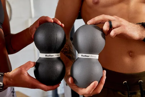 Miniatura 2 de Fitness Infinity Roller, bola de masaje de espuma de maní, rodillo grande de ejercicio doble de 8 pulgadas (gris, estándar)