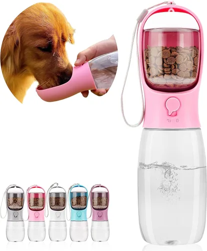 Miniatura 13 de Botella de agua para perros con recipiente para alimentos, dispensador de agua portátil a prueba de fugas para mascotas, para caminar, senderismo