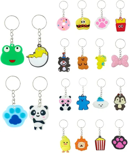 100 llaveros de dibujos animados para recuerdos de fiesta de niños, mini llavero lindo para premios de aula, regalos de fiesta de cumpleaños,
