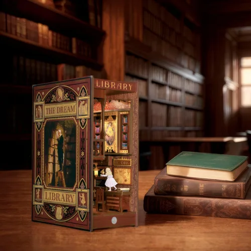 Miniatura 3 de Dolphin Island Kit de rincón de libros en miniatura para adultos, rompecabezas de madera 3D, estante de biblioteca, decoración de diorama, regalos
