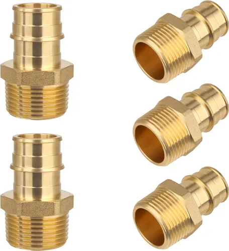 Miniatura 9 de Paquete de 5 YVSKM) 1/2" PEX-A Expansión × 1/2" Hembra NPT codo NPT, conexión roscada de flujo completo de latón sin plomo, certificado ASTM F1960