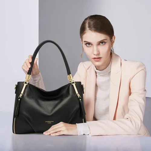 Miniatura 5 de Bolso de mano de cuero genuino para mujer, bolso con asa superior y bolsos para mujer, bolso de hombro grande