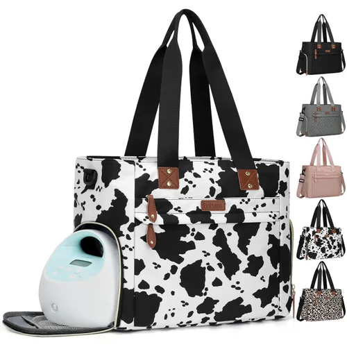 Miniatura 7 de Pritent Bolsa de Pañales Tote para Mamá Trabajadora, Bolsa de Pañales de Viaje Grande para Mamá y Papá con Funda para Laptop de 14 Pulgadas, Bolsa