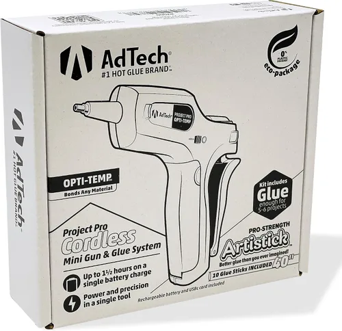 Miniatura 5 de AdTech Project Pro - Pistola de pegamento caliente inalámbrica recargable – Mini pistola de pegamento incluye 10 barras de pegamento Artistick sin