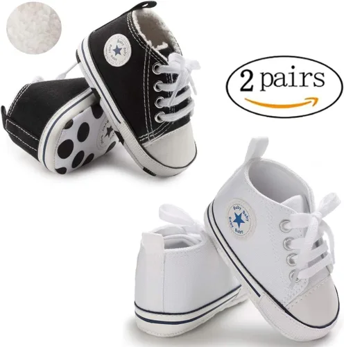 Miniatura 3 de KIDSUN - Zapatos deportivos unisex de caña alta para bebés, mezclilla de lona, suela antideslizante, suaves, para los primeros pasos
