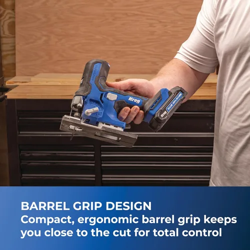 Miniatura 2 de Kreg Sierra Caladora de Agarre de Barril con Impulso Iónico de 20V - Inalámbrica, Compacta y Ergonómica - Corte de Precisión - Velocidad Variable