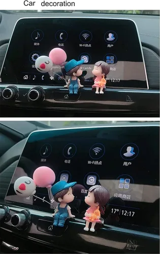 Lindos adornos para pareja, decoración del tablero del automóvil, decoración del automóvil, figuras de acción de dibujos animados para parejas, 2
