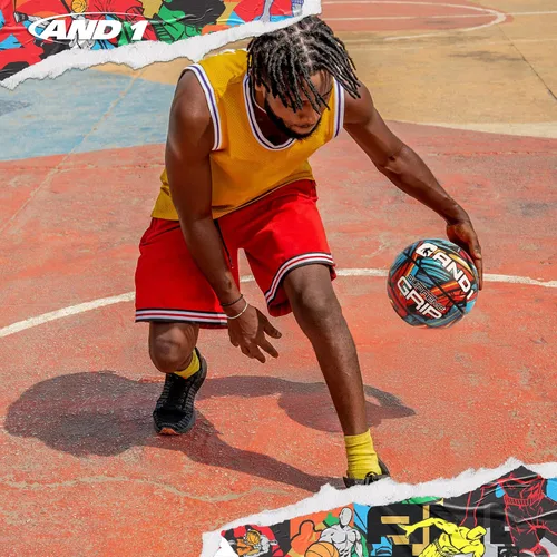 Miniatura 4 de AND1 Supreme Grip - Pelota de baloncesto de goma y bomba, pelota oficial de Streetball tamaño 7 (29.5”), hecha para juegos de baloncesto en Azul