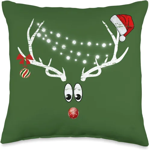 Live Outside Reno de Navidad con sombrero de Papá Noel y luces de Navidad, almohada retro vintage, 16 x 16 pulgadas, multicolor