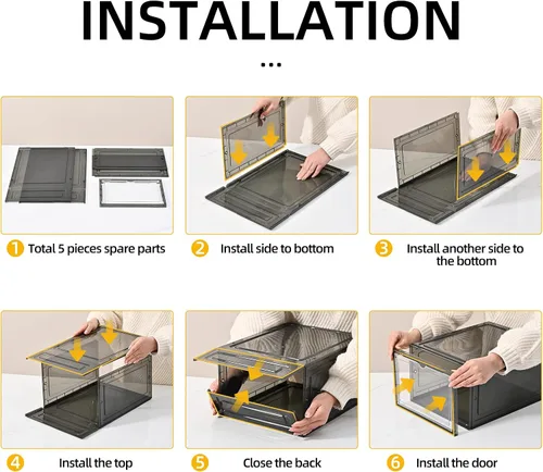 Miniatura 6 de Caja de almacenamiento para zapatos KEFA XL, paquete de 6 cajas de zapatos de plástico transparente apilables, organizador de cajas de zapatos