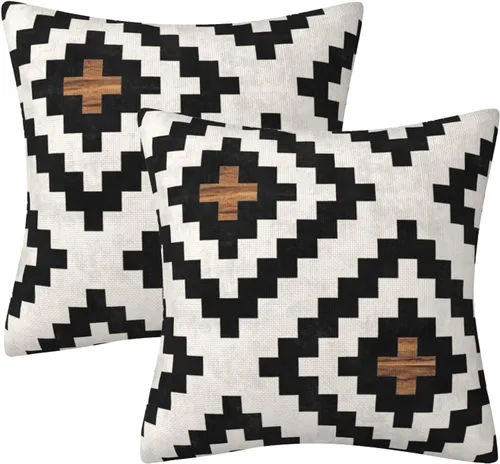 Miniatura 12 de Fundas de almohada decorativas rústicas de Aqua y blanco a cuadros estilo búfalo para sofá, funda de almohada para granja, decoración