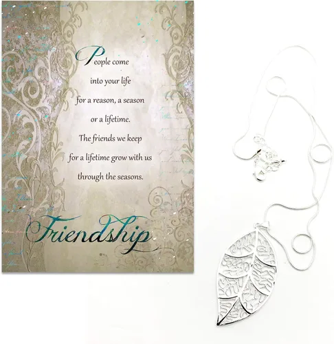 Miniatura 3 de Smiling Wisdom - Juego de regalo de amistad de hoja de plata - Tarjeta de felicitación, amistad, para toda la vida, temporal, motivo - Collar