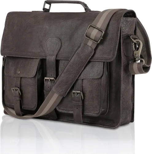 Miniatura 6 de Maletín de cuero 18 pulgadas portátil bolso de mensajero para hombres y mujeres mejor bolso de oficina