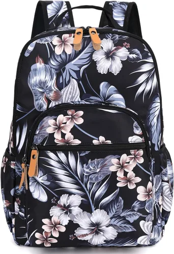 Miniatura 75 de Leaper Mochila para laptop para mujer: linda mochila floral para escuela, universidad, viajes, trabajo, mochila ligera para niños, Negro margarita