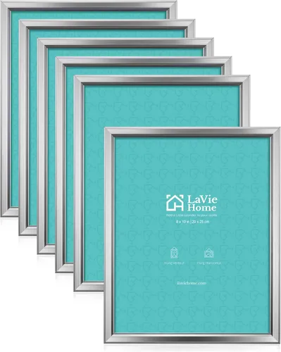 Miniatura 17 de LaVie Home - Marco de fotos (6 unidades), diseño simple con cristal de alta definición, para montaje en pared y en mesa, colección clásica, Dorado