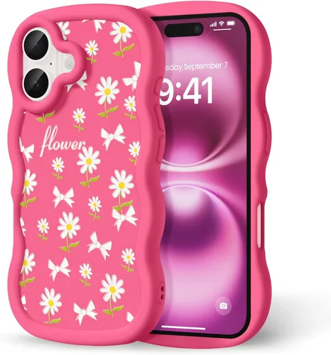 Miniatura 78 de Compatible con iPhone SE/8/7 Funda para Mujeres y Niñas, Marco Ondulado Rizado con Patrón Lindo, Estética Delgada Suave Silicona TPU Parachoques