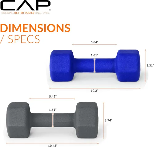 Miniatura 7 de CAP Barbell Juego de mancuernas de neopreno de 100 libras con serie de colores de estante pares de 5, 8, 10, 12 y 15 libras
