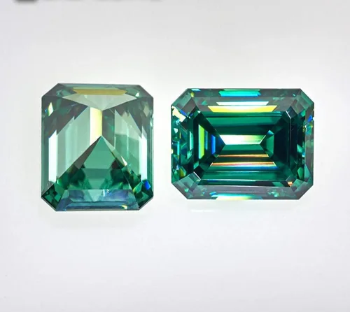 Miniatura 2 de Moissanita suelta 3.00 quilates, piedra de moissanita de color verde, claridad VVS1, piedra preciosa brillante de corte esmeralda para hacer anillos
