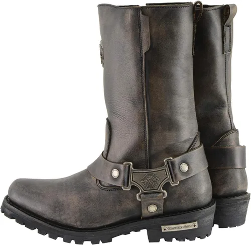 Miniatura 6 de Milwaukee Leather MBL9361 - Botas de piel para mujer, con arnés clásico, puntera cuadrada, color marrón envejecido, de 11 pulgadas