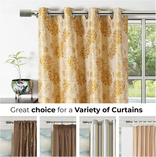 Miniatura 9 de Deco Window Barra de cortina extensible para puerta y ventanas, longitud ajustable, poste telescópico de hierro resistente con remates