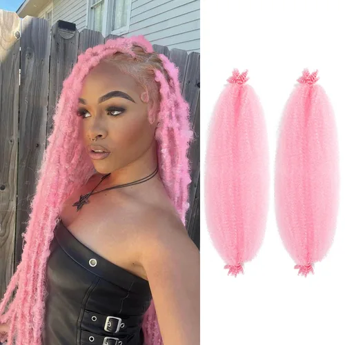 Miniatura 70 de Cabello afro trenzado elástico color marrón claro de 16 pulgadas, paquete de 3 T27, cabello afro preesponjado y trenzado elástico, cabello afro