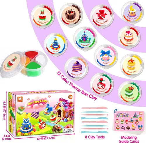 Miniatura 2 de Arcilla seca al aire para niños, kit de arcilla de modelado de 12 cajas, arcilla de moldeo DIY con herramientas de escultura y tutorial, ultra