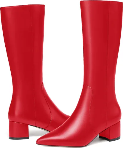 Miniatura 6 de WAYDERNS Botas altas hasta la rodilla de tacón bajo con cremallera mate para mujer, 2 pulgadas