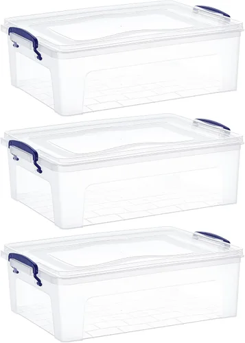 Miniatura 54 de Superio Cajas de almacenamiento transparentes con tapas, contenedores de plástico de 2.5 cuartos de galón para organizar, cajas apilables, sin BPA