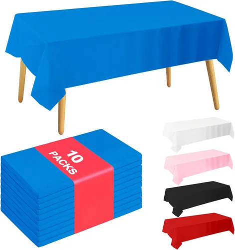 Miniatura 10 de Mantel Desechable 10-Pack 54x108 Pulgadas, Manteles Decorativos Impermeables de Plástico Rectangular para Mesa, para Fiestas de Vacaciones, Bodas