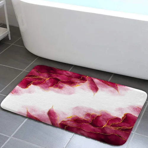 Miniatura 7 de Tapetes de baño de mármol verde y dorado para baño, de franela verde oliva esmeralda oscuro, tapete de baño para ducha, antideslizante, moderno