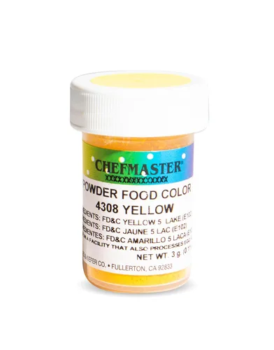 Chefmaster Color caramelo en polvo seco amarillo | Tonos vibrantes | Chocolate, macarons, fondant | Decoración | Tinte de grado profesional | Fácil