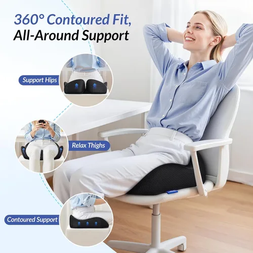 Miniatura 6 de ZIKEE Pioneering Cojín de gel para sentarse sin congestión, cojín ergonómico de espuma viscoelástica para silla de oficina para ciática, espalda