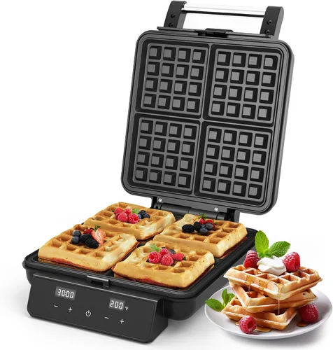 Miniatura 9 de Sunvivi Máquina de gofres de 2 rebanadas: plancha eléctrica para gofres con control de temperatura ajustable, máquina de gofres antiadherente