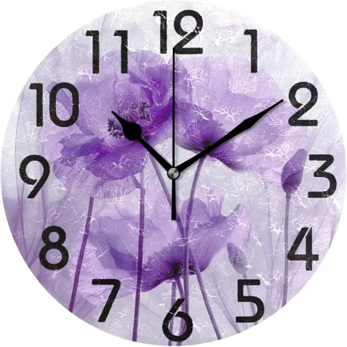 Miniatura 9 de Pretty Sping Flowers Birdhouse Family Birds Reloj de pared redondo, 10 pulgadas, analógico, silencioso, sin tictac, para el hogar, cocina, sala