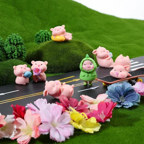 Miniatura 6 de Leitee 19 piezas de mini figuras de cerdo, pájaro, perro, gato, conjunto de figuras de animales, figuritas lindas, decoraciones de pastel de cerdo