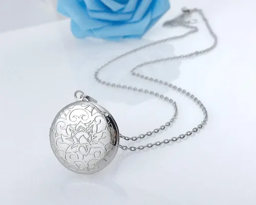 Miniatura 3 de Collar redondo con medallón que sostiene imágenes de forma de corazón, medallones en forma de círculo, regalo para joyas de niña, Esmalte
