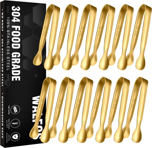 Miniatura 14 de Walfos Pinzas de cocina de acero inoxidable – Pinzas de metal de bloqueo resistentes de 7, 9 y 12 pulgadas para cocinar, asar a la parrilla, juego