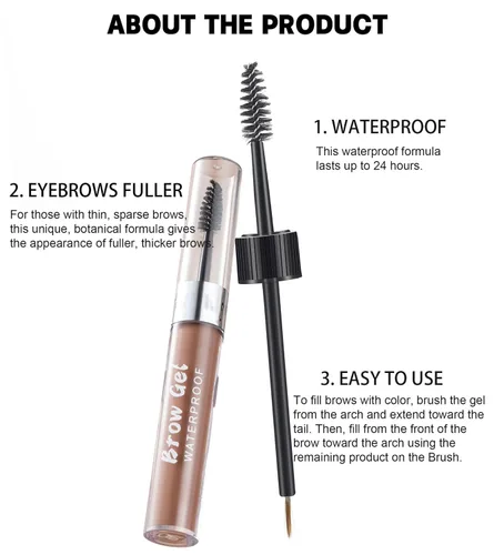 Miniatura 5 de Gel de cejas impermeable de 8 colores completamente pigmentado de larga duración para un aspecto más completo y definido (#03 marrón medio)