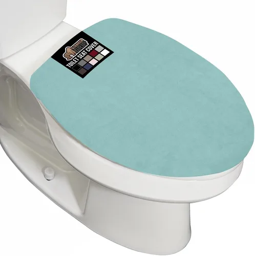 Miniatura 17 de GORILLA GRIP Funda gruesa de espuma viscoelástica para tapa y asiento de inodoro de baño, parte superior de terciopelo suave, lavable a máquina, Azul