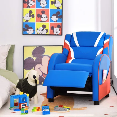 Miniatura 9 de Costzon Silla reclinable para niños, silla reclinable para juegos con reposapiés, reposacabezas, soporte lumbar y bolsillos laterales, silla