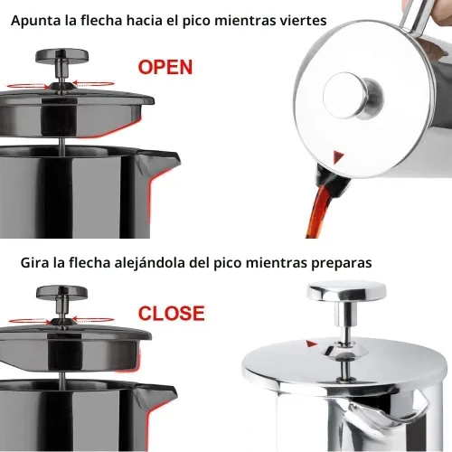 Miniatura 6 de Secura Cafetera de prensa francesa, prensa de café aislada de acero inoxidable de grado 304 con 2 pantallas adicionales, 34 onzas (1 litro)
