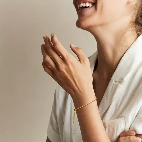 Miniatura 2 de Yowivon Pulsera de oro refinada ajustable, pulsera de perlas chapada en oro de 14 quilates, sin deslustre, joyería de oro para mujeres, mamá