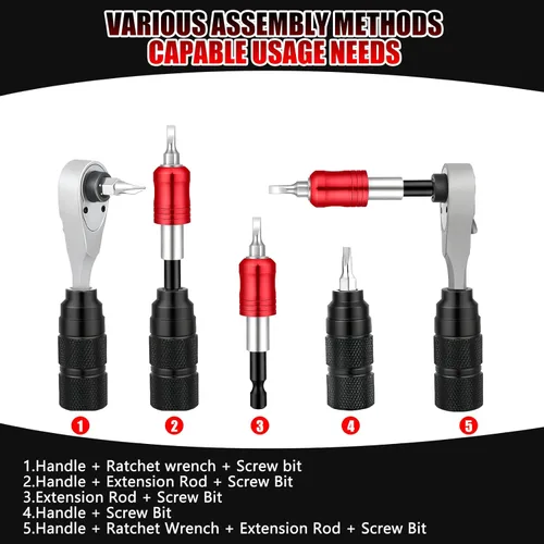 Miniatura 2 de Kit de herramientas de bicicleta portátil, llave dinamométrica pequeña de 1/4 pulgadas, juego de destornilladores magnéticos de trinquete, kit