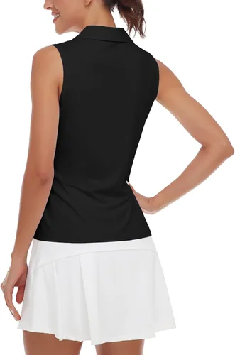Miniatura 6 de Soneven Camisas de golf sin mangas con estampado que absorbe la humedad, cuello en V, camisas polo de golf con espalda cruzada