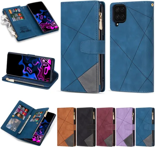UEEBAI Funda tipo cartera para Samsung Galaxy A12 5G/Samsung Galaxy M12, Vintage Premium PU Funda con tapa con ranuras para tarjetas Cierre
