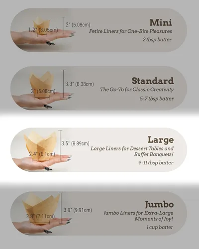 Miniatura 2 de Bake Choice Nordic Paper 100 unidades de forros grandes para magdalenas de tulipán marrón para tazas de horneado, papel pergamino de la UE, forros